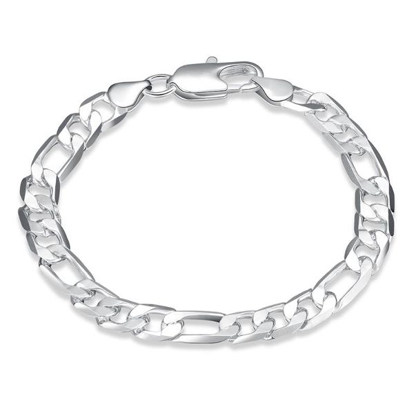 foreign trade geometric silver jewelry figaro bracelet 8mm flat three one bracelet male silver lobster buckle jewelry, Black
foreign trade geometric silver jewelry figaro bracelet 8mm flat three one bracelet male silver lobster buckle jewelry, Black