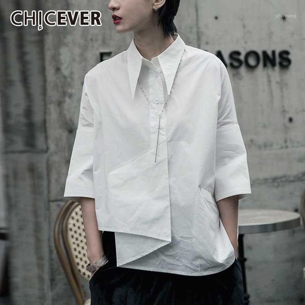 chicever korean irregular women's shirt lapel collar three quarter sleeve large size casual blouse female 2020 fashion clothes1, White
chicever korean irregular women's shirt lapel collar three quarter sleeve large size casual blouse female 2020 fashion clothes1, White