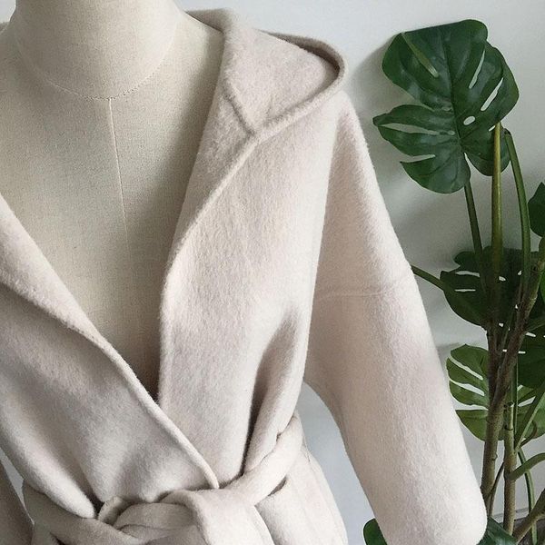 women's wool & blends autumn / winter 2021 coat simple temperament solid color hooded long sleeve knitted white woolen, Black
women's wool & blends autumn / winter 2021 coat simple temperament solid color hooded long sleeve knitted white woolen, Black