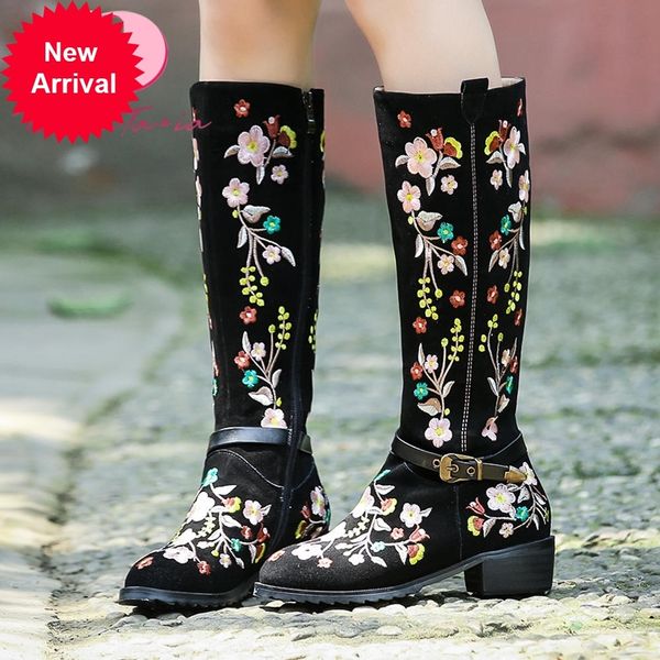 2021 the new size 34-46 new female suede thick heels zip embroider women's boots woman's shoes, Black
2021 the new size 34-46 new female suede thick heels zip embroider women's boots woman's shoes, Black