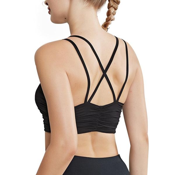 ruched bra yoga sports women strap shockproof push up gym brassiere solid color fitness joggings quick dry training bra, White;black
ruched bra yoga sports women strap shockproof push up gym brassiere solid color fitness joggings quick dry training bra, White;black