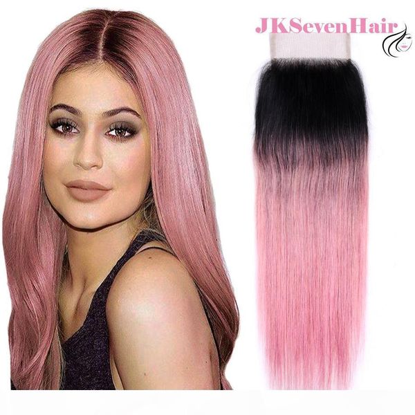 1b pink straight brazilian virgin lace closure 4x4inch dark root pink malaysian peruvian indian part middle part three part closure, Black 
1b pink straight brazilian virgin lace closure 4x4inch dark root pink malaysian peruvian indian part middle part three part closure, Black