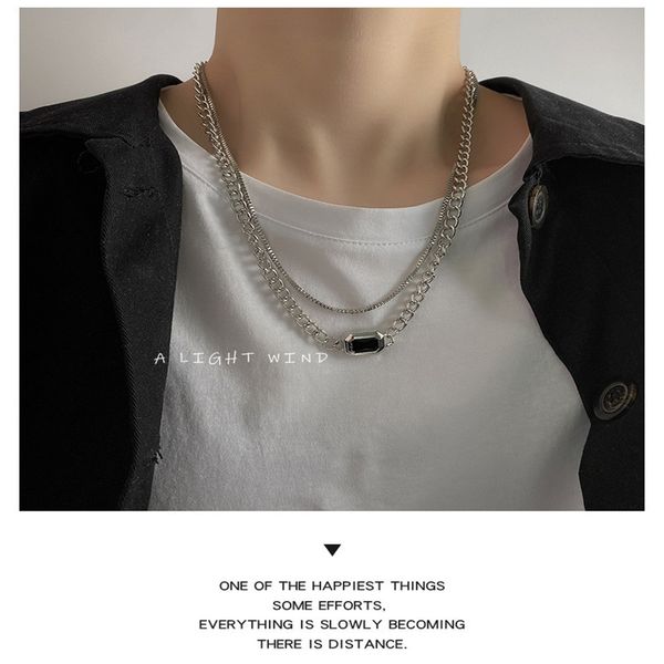 simple titanium steel necklace, minority design, non fading, double-layer black pendant, clavicle chain, Silver
simple titanium steel necklace, minority design, non fading, double-layer black pendant, clavicle chain, Silver