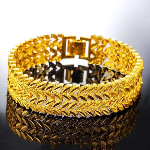 thick mens bracelet band yellow gold filled trendy hip hop wrist chain brackelts double leafs design, Black
thick mens bracelet band yellow gold filled trendy hip hop wrist chain brackelts double leafs design, Black