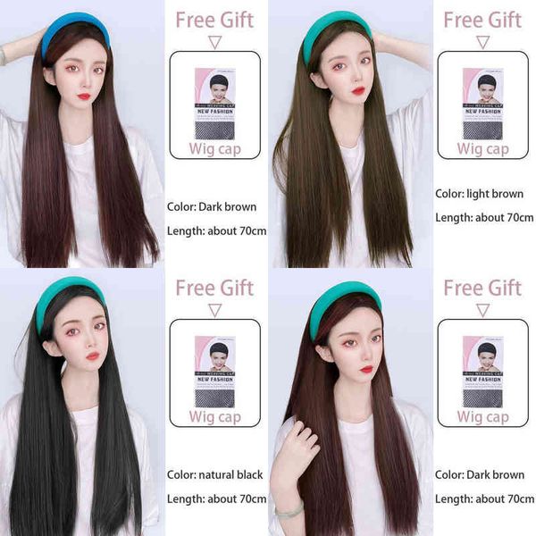 hair jinkaili synthetic women's headband for black women none replacement long wavy headwraps 220301, Black;brown
hair jinkaili synthetic women's headband for black women none replacement long wavy headwraps 220301, Black;brown
