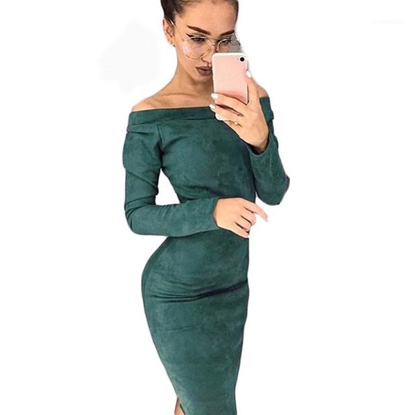 suede long sleeve off shoulder women mid-calf dress autumn winter female bodycon new year party dresses1, Black;gray
suede long sleeve off shoulder women mid-calf dress autumn winter female bodycon new year party dresses1, Black;gray
