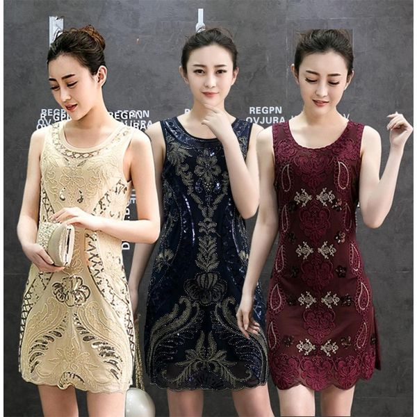 12 colors summer sleeveless knee-length round neck simple vintage sequin embroidery elegant plus size woman coctail dresses cocktail, Black
12 colors summer sleeveless knee-length round neck simple vintage sequin embroidery elegant plus size woman coctail dresses cocktail, Black