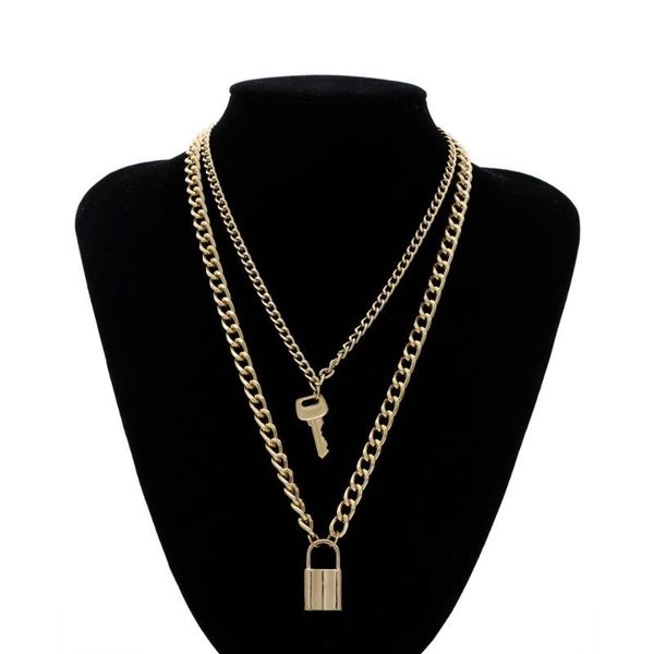 pendant necklaces punk lock key for women sweater chain gold necklace jewelry kolye, Silver
pendant necklaces punk lock key for women sweater chain gold necklace jewelry kolye, Silver