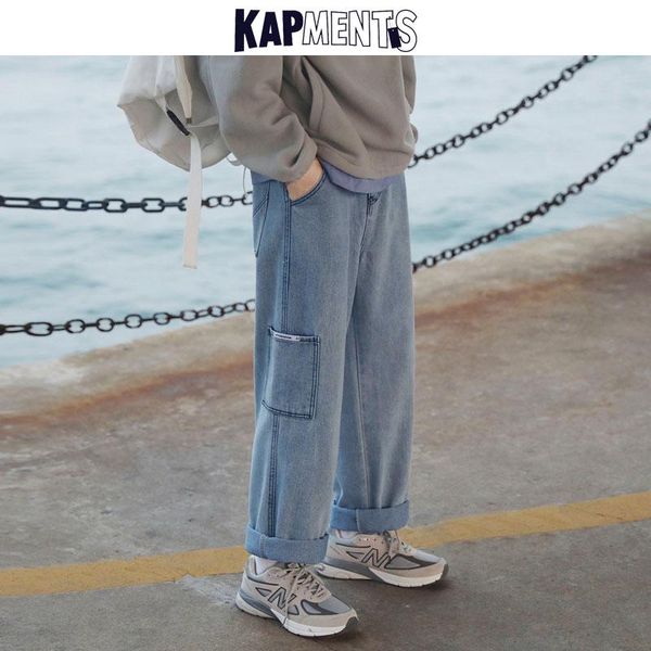 men's jeans kapments men pocket wide leg pants 2021 autumn mens korean fashions hip hop baggy denim male casual streetwear, Blue
men's jeans kapments men pocket wide leg pants 2021 autumn mens korean fashions hip hop baggy denim male casual streetwear, Blue