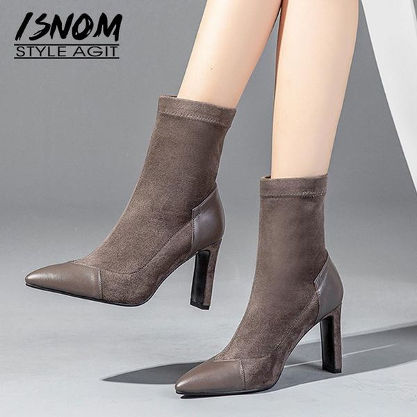 boots isnom leather high heels women ankle pointed toe footwear stretch female boot elastic flock shoes woman 2021 winter, Black
boots isnom leather high heels women ankle pointed toe footwear stretch female boot elastic flock shoes woman 2021 winter, Black