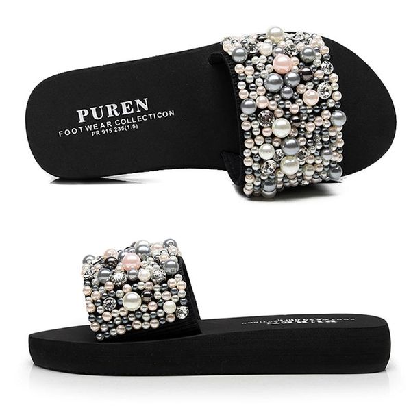 pearls slides women sandals wedge platform high heel slippers summer sandal shoes handmade bohemia crystal female outdoor shoes, Black
pearls slides women sandals wedge platform high heel slippers summer sandal shoes handmade bohemia crystal female outdoor shoes, Black