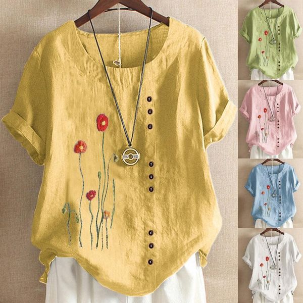 женщины блузы vintage печати o-образным вырезом цветочные кнопка рубашка с коротким рукавом блузка хлопок и лен летняя блузка женщины, White
женщины блузы vintage печати o-образным вырезом цветочные кнопка рубашка с коротким рукавом блузка хлопок и лен летняя блузка женщины, White