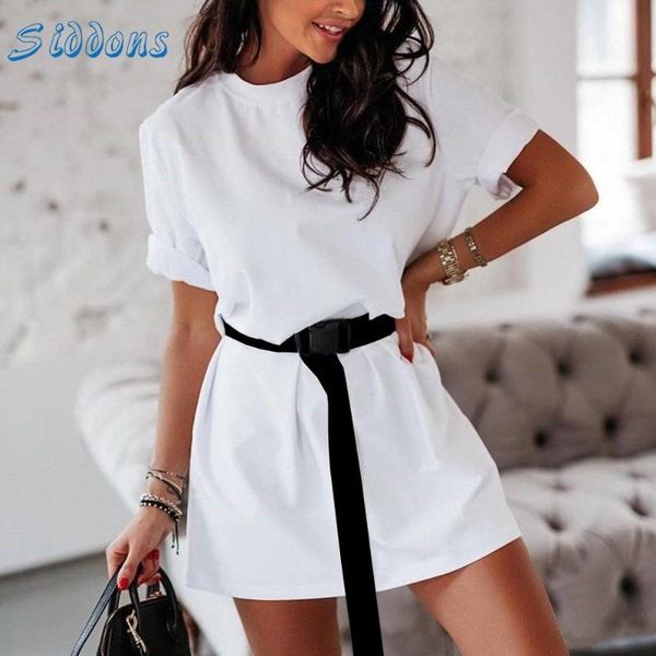 siddons summer women casual loose mini dress with belt ladies streetwear solid o neck short sleeve female t shirt dress, White;black
siddons summer women casual loose mini dress with belt ladies streetwear solid o neck short sleeve female t shirt dress, White;black