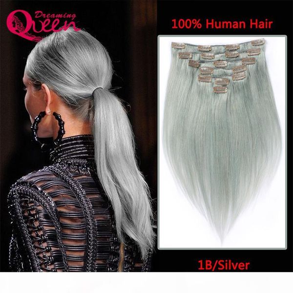 straight hair clip in brazilian virgin human hair extensions silver grey color 7 pieces set 120g clips gray color hair extension, Black
straight hair clip in brazilian virgin human hair extensions silver grey color 7 pieces set 120g clips gray color hair extension, Black