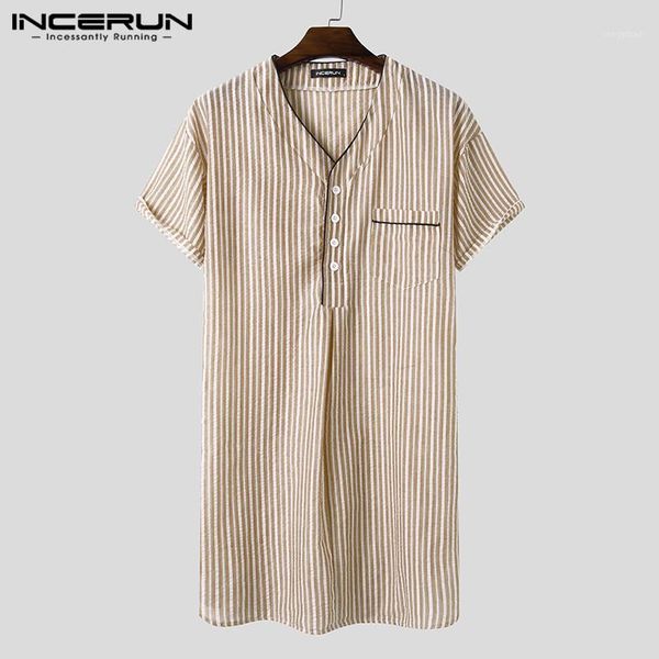 incerun men striped nightgown short sleeve robes v neck breathable cotton homewear leisure men dressing gown cozy bathrobes 20201, Black;brown
incerun men striped nightgown short sleeve robes v neck breathable cotton homewear leisure men dressing gown cozy bathrobes 20201, Black;brown