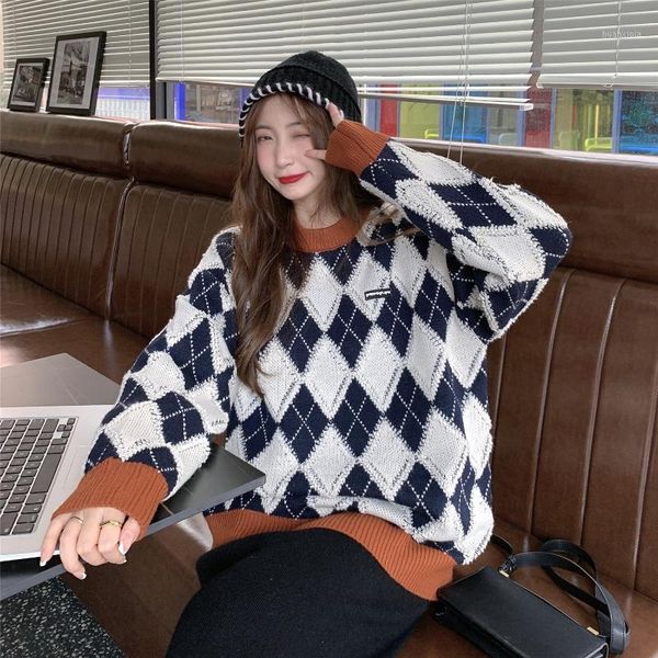 woman sweater females 2021 new winter pullover loose retro diamond pattern sweater thick knit oversize blue white1, White;black
woman sweater females 2021 new winter pullover loose retro diamond pattern sweater thick knit oversize blue white1, White;black