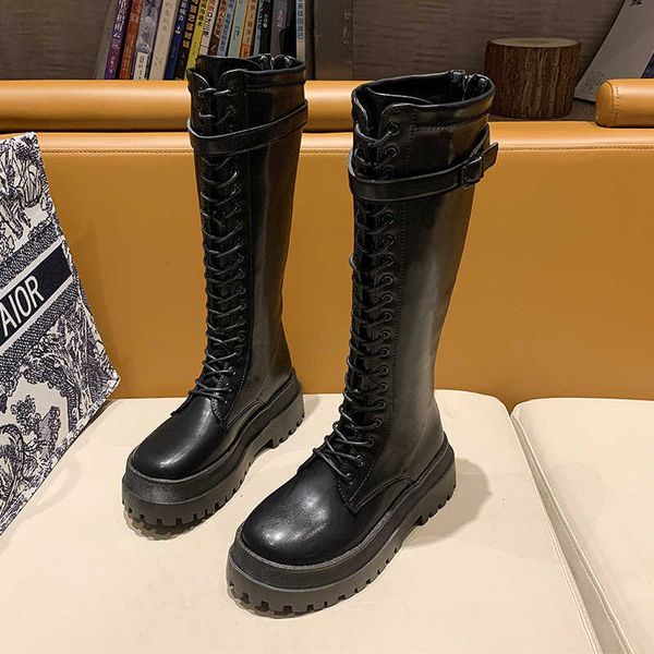 2021 new style long autumn leather high tube less than knee women's korean version fried street handsome martin boots, Black
2021 new style long autumn leather high tube less than knee women's korean version fried street handsome martin boots, Black