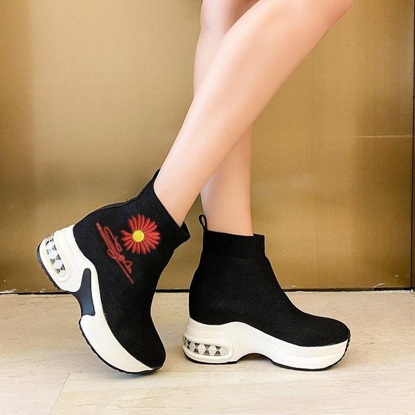 new winter boots women shoes woman flower knitting slip on ankle boots for women chunky sneakers high heels botas mujer, Black
new winter boots women shoes woman flower knitting slip on ankle boots for women chunky sneakers high heels botas mujer, Black