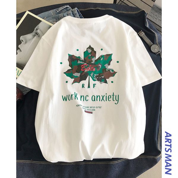 this summer round neck maple leaf print trend loose short t-shirt for men's and korean versatile half sleeve fashion, White;black
this summer round neck maple leaf print trend loose short t-shirt for men's and korean versatile half sleeve fashion, White;black