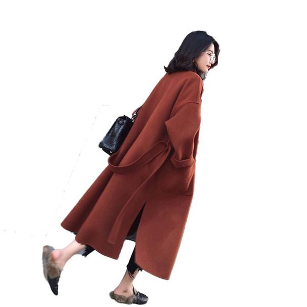 2020 fashion autumn winter female casual loose long type solid woolen coats women belt wool jackets cardigan plus size 4xl m149, Black
2020 fashion autumn winter female casual loose long type solid woolen coats women belt wool jackets cardigan plus size 4xl m149, Black