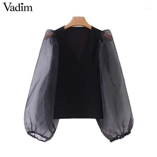 vadim women v neck blouse patchwork transparent sleeve stretchy shirt female chic stylish blusas lb3071, White
vadim women v neck blouse patchwork transparent sleeve stretchy shirt female chic stylish blusas lb3071, White