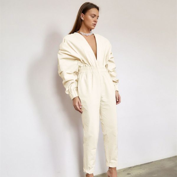 women spring jumpsuits fashion big v-neck pleated long puff sleeve rompers beam elastic waist autumn casual siamese trousers, Black;white
women spring jumpsuits fashion big v-neck pleated long puff sleeve rompers beam elastic waist autumn casual siamese trousers, Black;white