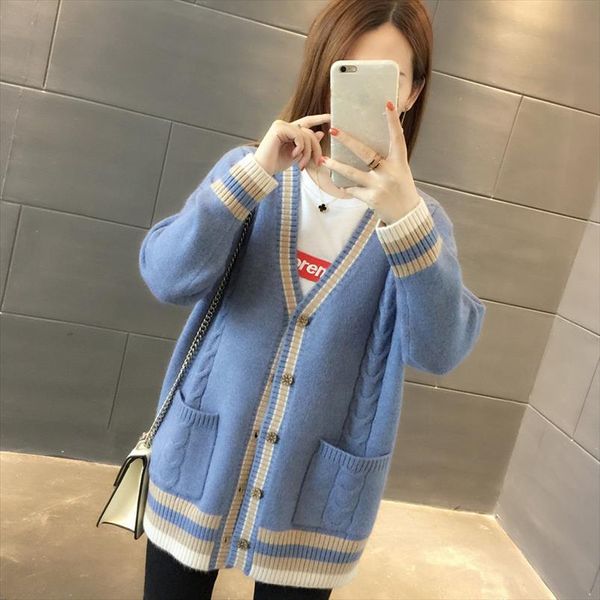 striped cardigan women knitted sweaters autumn winter coat v neck ladies long sleeve elegant sweater loose coat, White;black
striped cardigan women knitted sweaters autumn winter coat v neck ladies long sleeve elegant sweater loose coat, White;black