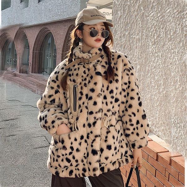 women's fur & faux women 2021 winter fashion stand collar leopard coats female warm fake jackets ladies loose outwears q609, Black
women's fur & faux women 2021 winter fashion stand collar leopard coats female warm fake jackets ladies loose outwears q609, Black