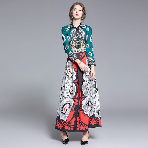 2021 new vintage pattern printing wrist sleeve vestidos woman casual maxi spring turn down collar empire long es m7ct, Black;gray
2021 new vintage pattern printing wrist sleeve vestidos woman casual maxi spring turn down collar empire long es m7ct, Black;gray