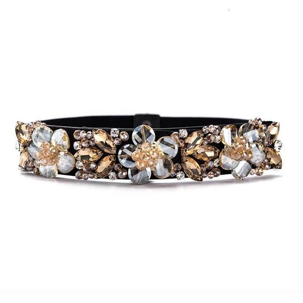 women elegant rhinestone belts crystal wide decorated waistband for dress vintage female designer wide elastic belt ceinture y200424, Black;brown
women elegant rhinestone belts crystal wide decorated waistband for dress vintage female designer wide elastic belt ceinture y200424, Black;brown