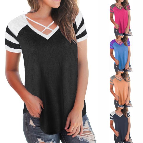 spot 2021 european and american spring and summer fashion casual solid color v-neck short-sleeved t-shirt, White
spot 2021 european and american spring and summer fashion casual solid color v-neck short-sleeved t-shirt, White