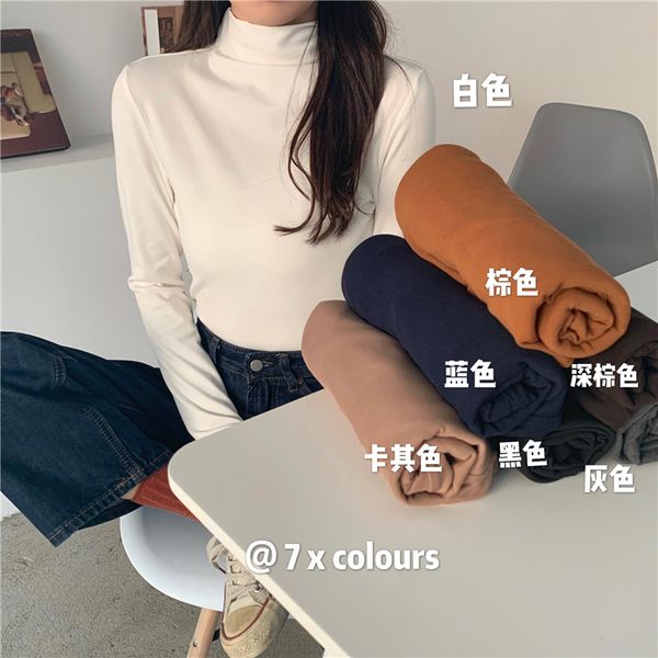 2020 autumn new hong kong style high collar bottoming slim and slim, solid color long sleeve t-shirt trend for women
2020 autumn new hong kong style high collar bottoming slim and slim, solid color long sleeve t-shirt trend for women