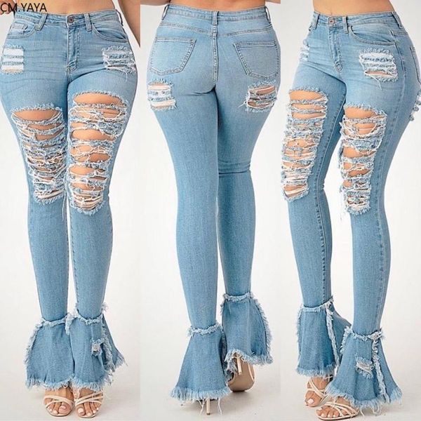 women summer denim pants retro solid hole jeans ripped flare trousers street skinny high waist lady, Blue
women summer denim pants retro solid hole jeans ripped flare trousers street skinny high waist lady, Blue
