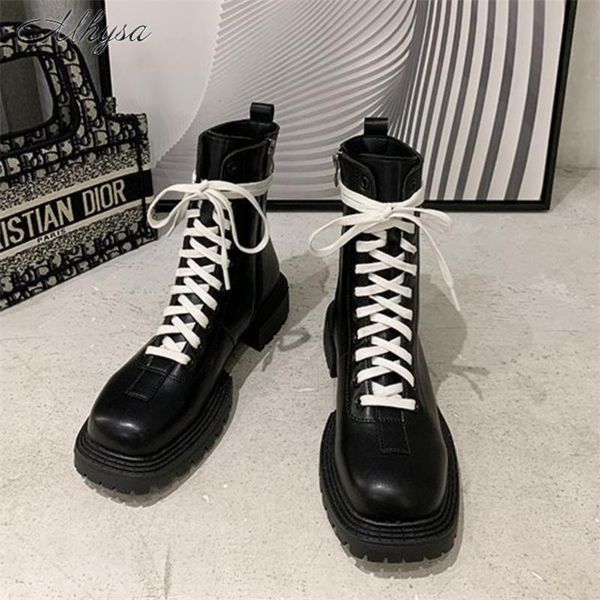 2020 autumn winter new women's lace-up martin boots women's fashion british style mid-tube boots thick-soled knight w129, Black
2020 autumn winter new women's lace-up martin boots women's fashion british style mid-tube boots thick-soled knight w129, Black