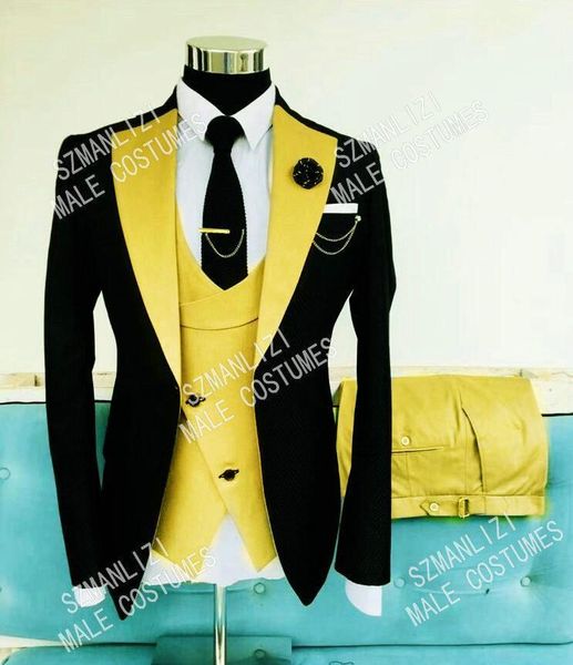 2021 latest design classic black yellow formal wedding suit for men dress slim fit groom party tuxedo 3 piece man blazer1, White;black 
2021 latest design classic black yellow formal wedding suit for men dress slim fit groom party tuxedo 3 piece man blazer1, White;black