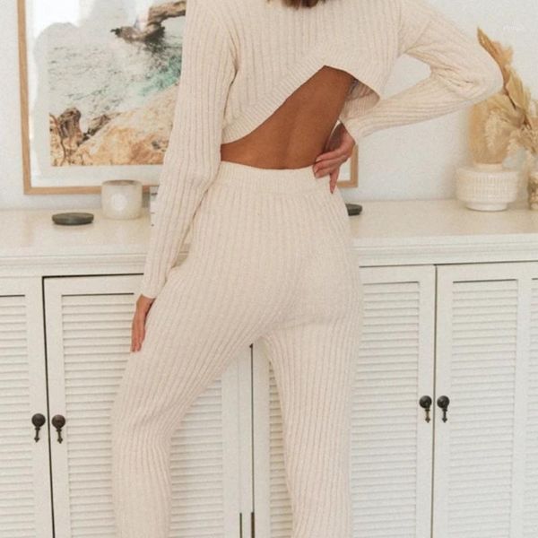 knitted ribbed cropped backless women's suits autumn long sleeve pullover female set 2020 new casual ladies pants 2 piece sets1, Gray
knitted ribbed cropped backless women's suits autumn long sleeve pullover female set 2020 new casual ladies pants 2 piece sets1, Gray
