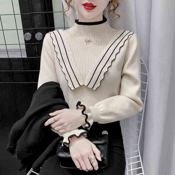 casual dresses 2022 winter versatile foreign style semi high neck fashion backing lotus leaf fungus edge sweater top, Black;gray
casual dresses 2022 winter versatile foreign style semi high neck fashion backing lotus leaf fungus edge sweater top, Black;gray