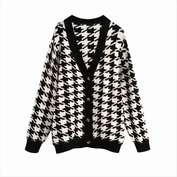 vintage chic houndstooth plaid cardigan autumn women fashion single breasted v-neck sweater female casual jumpers, White;black
vintage chic houndstooth plaid cardigan autumn women fashion single breasted v-neck sweater female casual jumpers, White;black