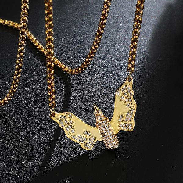 d&z chain iced out wing pendant necklace for men gold color copper cz stone iced out male jewelry 2020, Silver
d&z chain iced out wing pendant necklace for men gold color copper cz stone iced out male jewelry 2020, Silver