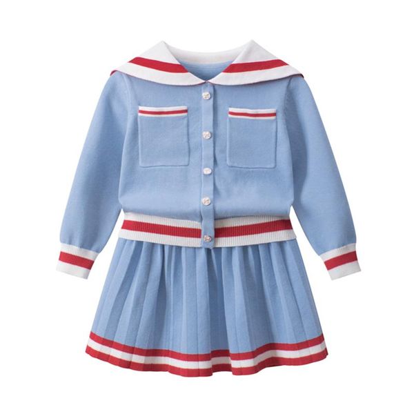 children kids baby girls school uniform suit long sleeve buttoned knitted sailor sweater elastic skirt autumn spring clothing, White
children kids baby girls school uniform suit long sleeve buttoned knitted sailor sweater elastic skirt autumn spring clothing, White