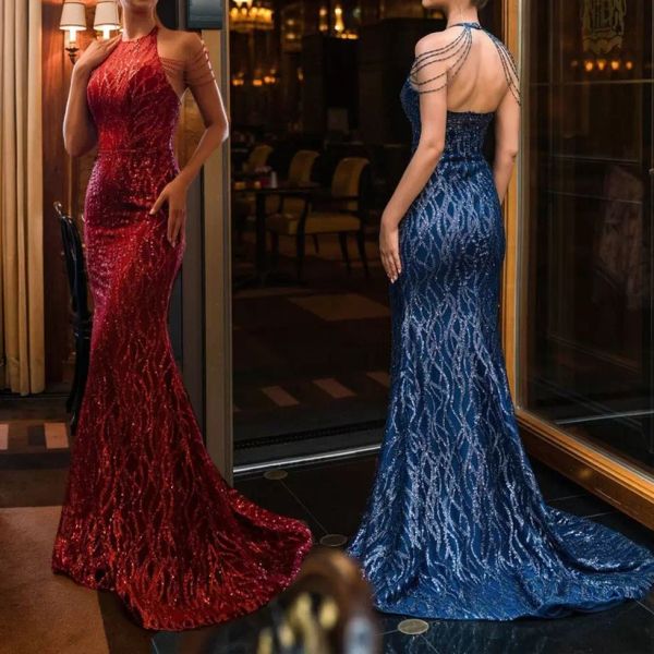 dark red mermaid evening dresses 2022 halter sparkly sequins sweep train custom made prom party gown formal occasion wear vestidos sleeveles, Black;red
dark red mermaid evening dresses 2022 halter sparkly sequins sweep train custom made prom party gown formal occasion wear vestidos sleeveles, Black;red