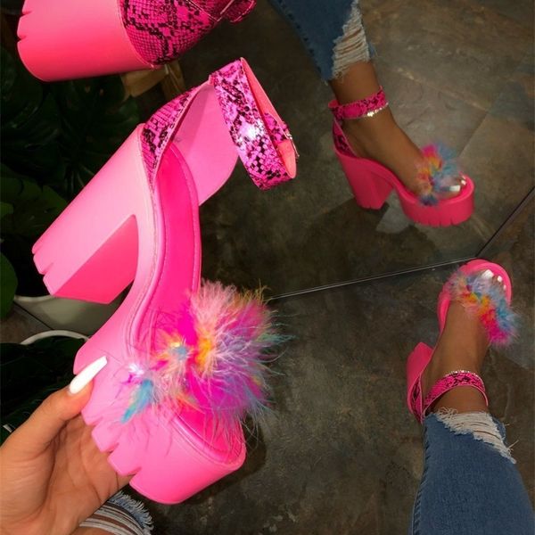 spring/summer beach sandals ladies banquet new women fur rubber high heel platform sandals outdoor leisure buckle slippers y200323, Black
spring/summer beach sandals ladies banquet new women fur rubber high heel platform sandals outdoor leisure buckle slippers y200323, Black