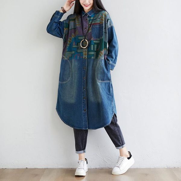 qpfjqd vintage patchwork print denim long coats turn down collar 2021 autumn spring loose women shirt trench long sleeve, Tan;black
qpfjqd vintage patchwork print denim long coats turn down collar 2021 autumn spring loose women shirt trench long sleeve, Tan;black