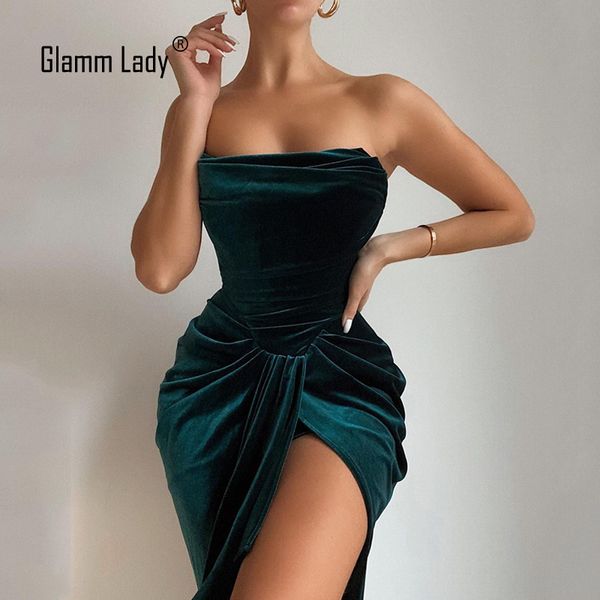 glamm lady velvet winter casual dress for womens strapless midi autumn party dress club bodycon dress solid split vestidos y0118, Black;gray
glamm lady velvet winter casual dress for womens strapless midi autumn party dress club bodycon dress solid split vestidos y0118, Black;gray