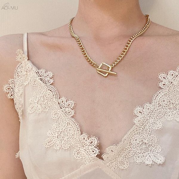 aomu 2020 new punk thick chain square ot buckle collarbone chain gold silver color necklace fashion for women men jewelry party, Golden;silver
aomu 2020 new punk thick chain square ot buckle collarbone chain gold silver color necklace fashion for women men jewelry party, Golden;silver