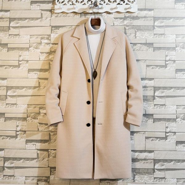 men's wool & blends 2021 autumn winter jackets long solid color single-breasted trench coat casual overcoat male korea style clothing d, Black
men's wool & blends 2021 autumn winter jackets long solid color single-breasted trench coat casual overcoat male korea style clothing d, Black