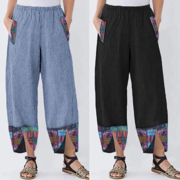 30h women cotton linen pants loose print elastic waist irregular plus size trousers casual wide leg pants 2020, Black
30h women cotton linen pants loose print elastic waist irregular plus size trousers casual wide leg pants 2020, Black