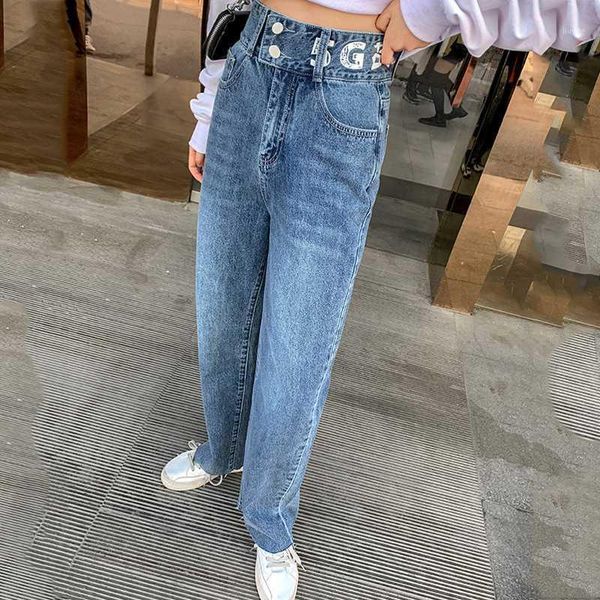 new jeans for women 2020 summer pants cotton vintage washed jeans loose high waist trousers fashion double button female1, Blue
new jeans for women 2020 summer pants cotton vintage washed jeans loose high waist trousers fashion double button female1, Blue