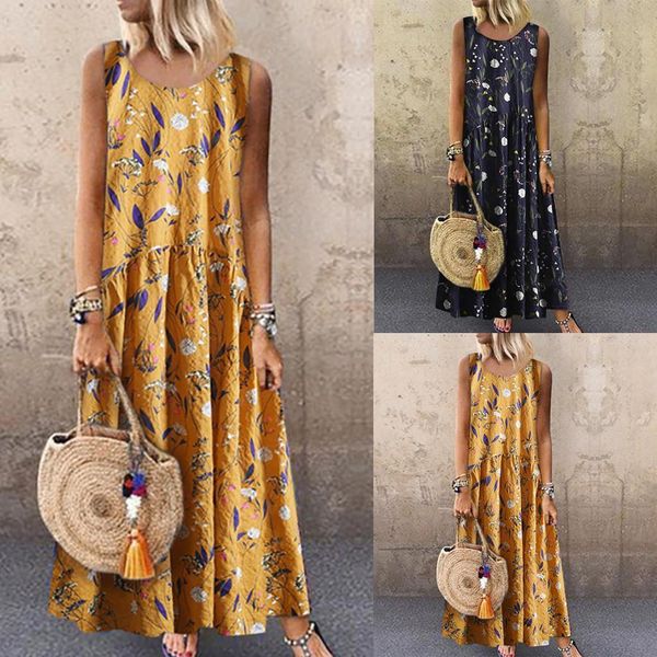 women summer dress plus size bohemian o-neck floral print vintage sleeveless long maxi party dress casual beach dresses 40#, Black;gray
women summer dress plus size bohemian o-neck floral print vintage sleeveless long maxi party dress casual beach dresses 40#, Black;gray