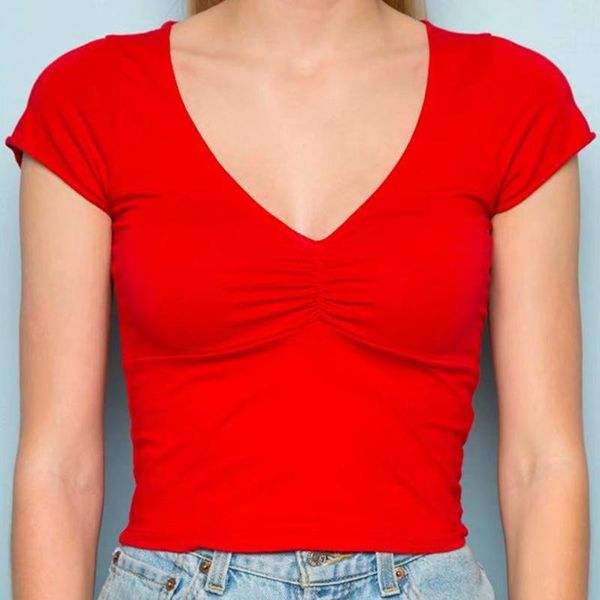 women's t-shirt summer women v-neck stretchy fitted t-shirts ruched crop casual short sleeve white t shirt slim basic tees female
women's t-shirt summer women v-neck stretchy fitted t-shirts ruched crop casual short sleeve white t shirt slim basic tees female